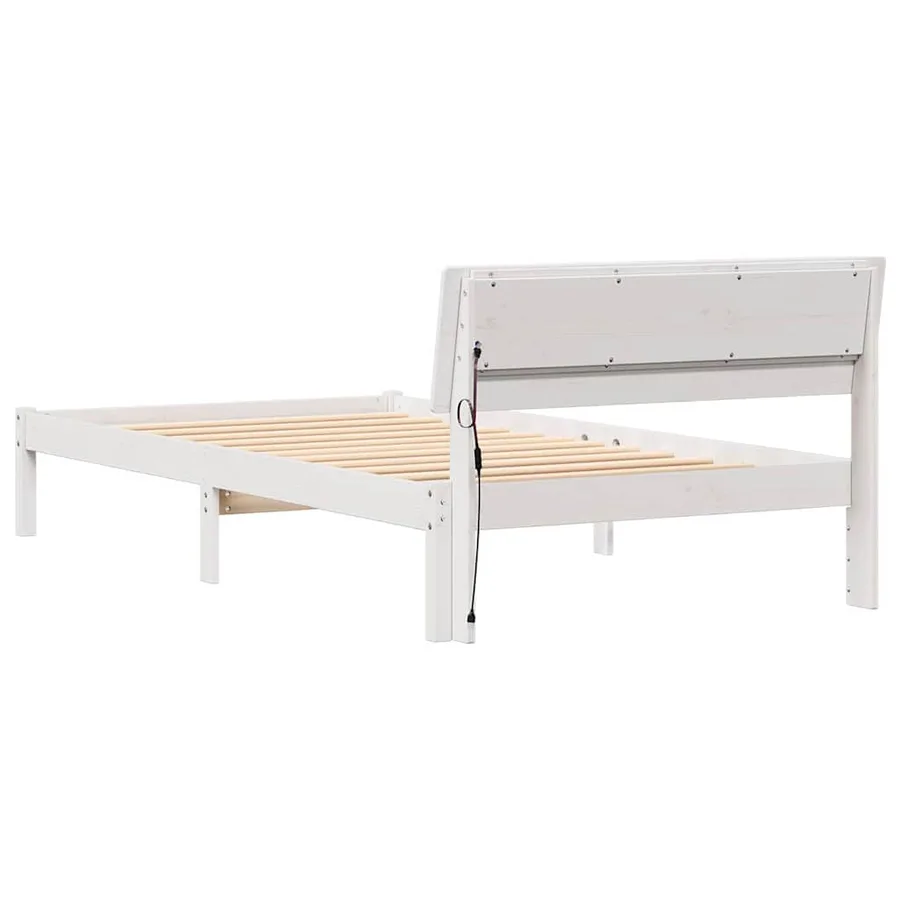Cadre de lit avec tête de lit Blanc 90 x 200 cm Pin massif - 7