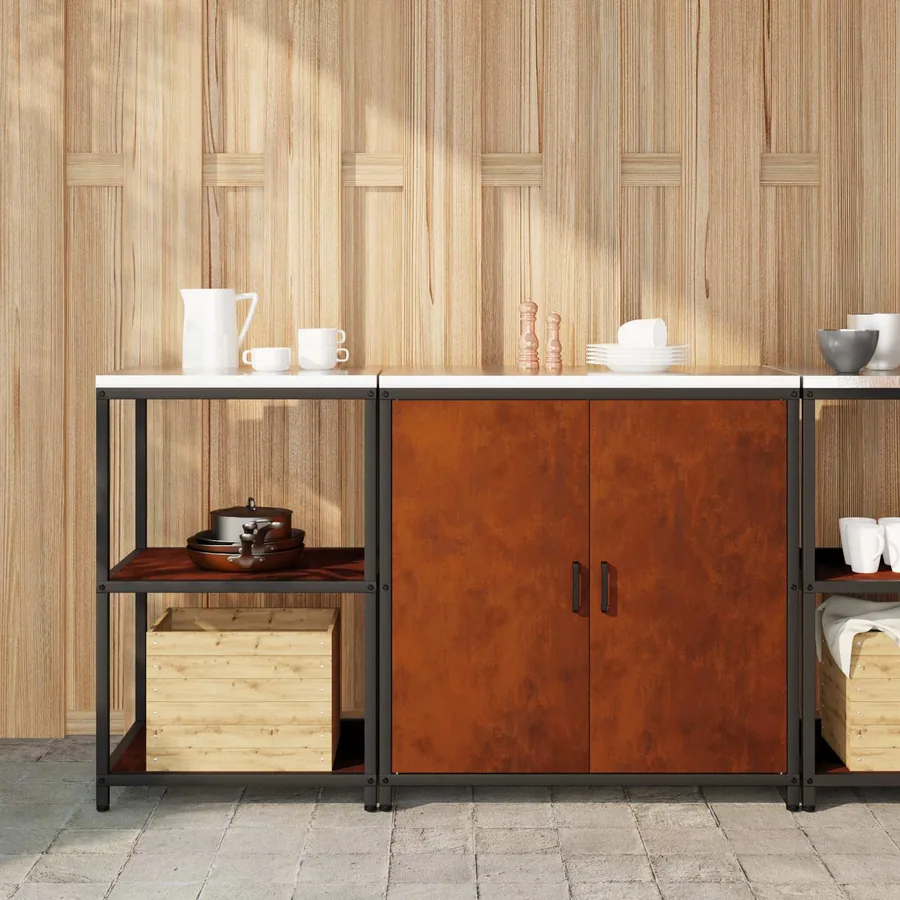 Ensemble de rangement cuisine HATTEM 2 pcs Rouillé Acier
