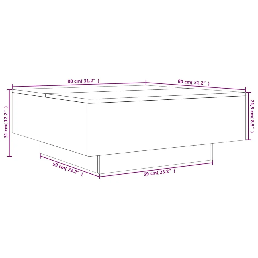 Table basse gris béton 80x80x31 cm bois d'ingénierie - 10