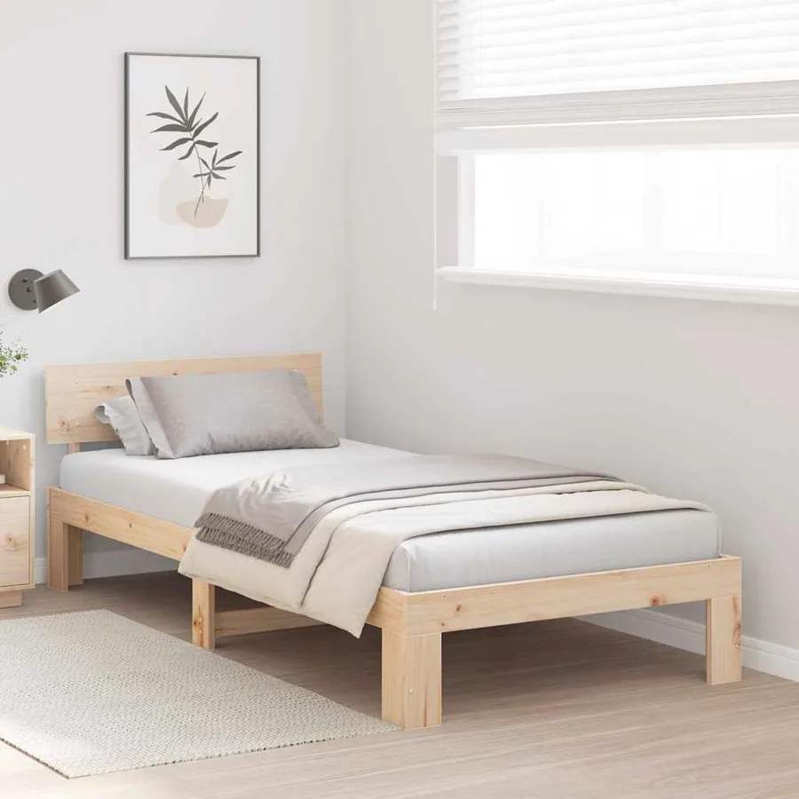 Cadre de lit avec tête de lit Naturel 80 x 200 cm Pin massif - 3