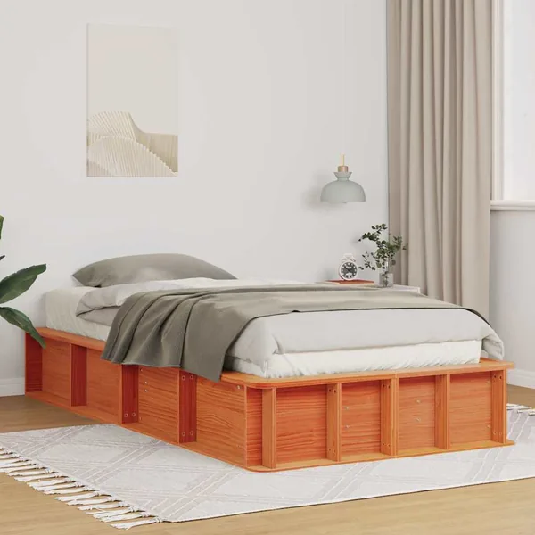 Cadre de lit Cire marron 100 x 200 cm Bois de pin massif