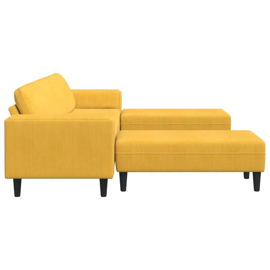 Canapé Jaune clair 250 x 188 x 76 cm Tissu en velours côtelé - 5