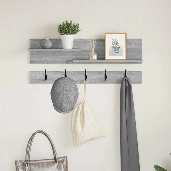 Porte-manteau mural avec étagère Gris Sonoma 90 x 15 x 36 cm