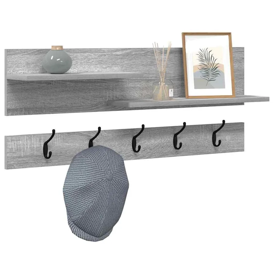 Porte-manteau mural avec étagère Gris Sonoma 90 x 15 x 36 cm - 3