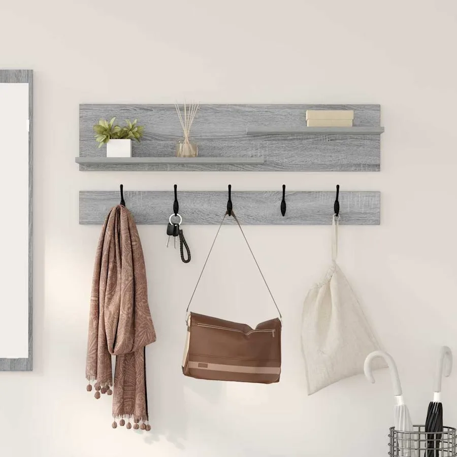 Porte-manteau mural avec étagère Gris Sonoma 90 x 15 x 36 cm - 4