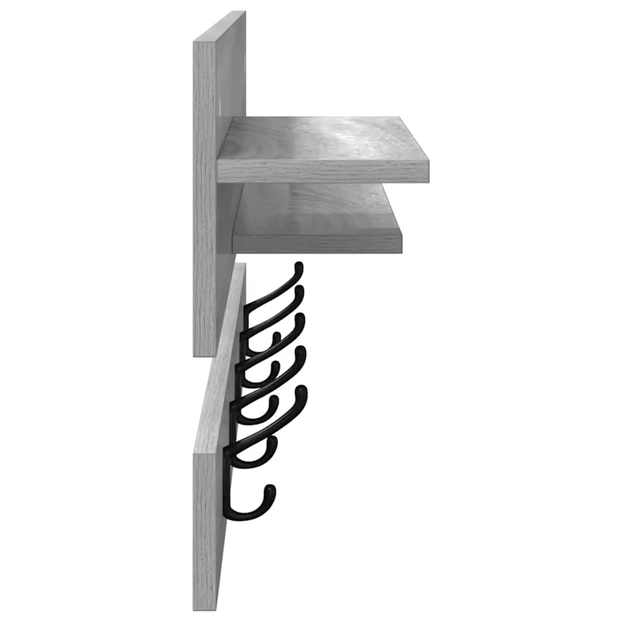Porte-manteau mural avec étagère Gris Sonoma 90 x 15 x 36 cm - 6