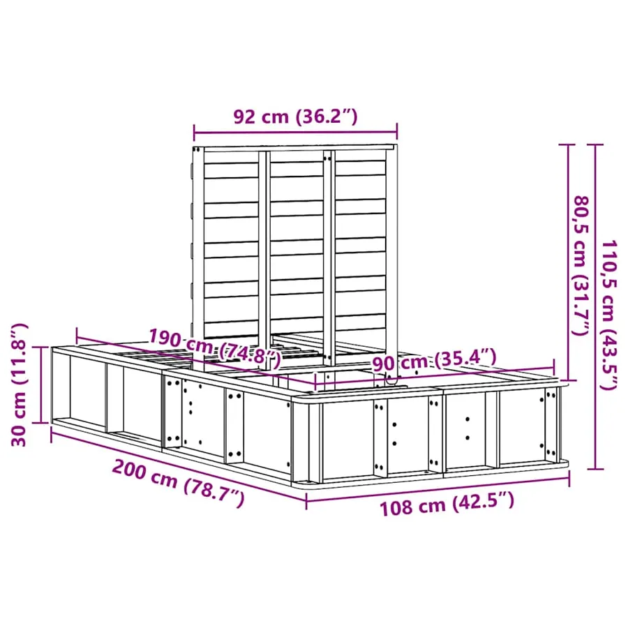 Cadre de lit Marron 90 x 190 cm Bois de pin massif - 12