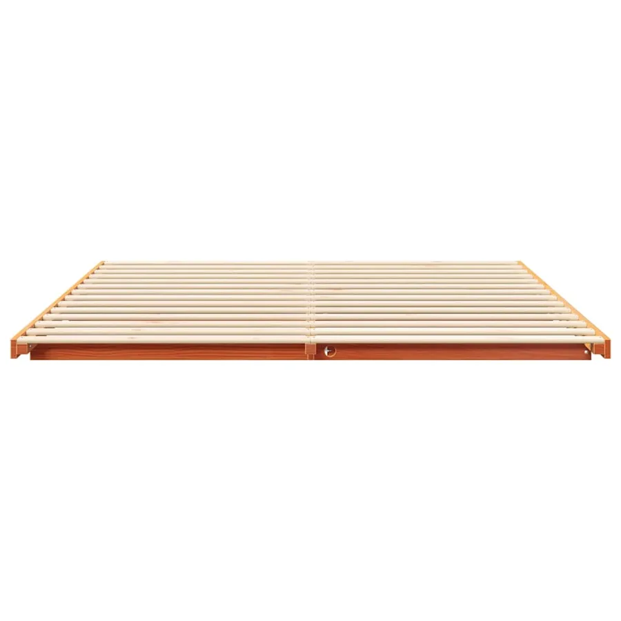 Cadre de lit Brun cire 200 x 200 cm Pin massif - 5
