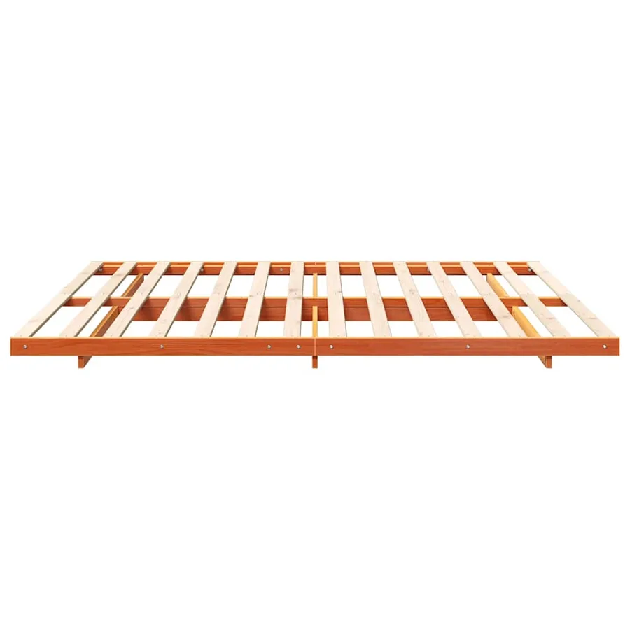 Cadre de lit Brun cire 200 x 200 cm Pin massif - 6