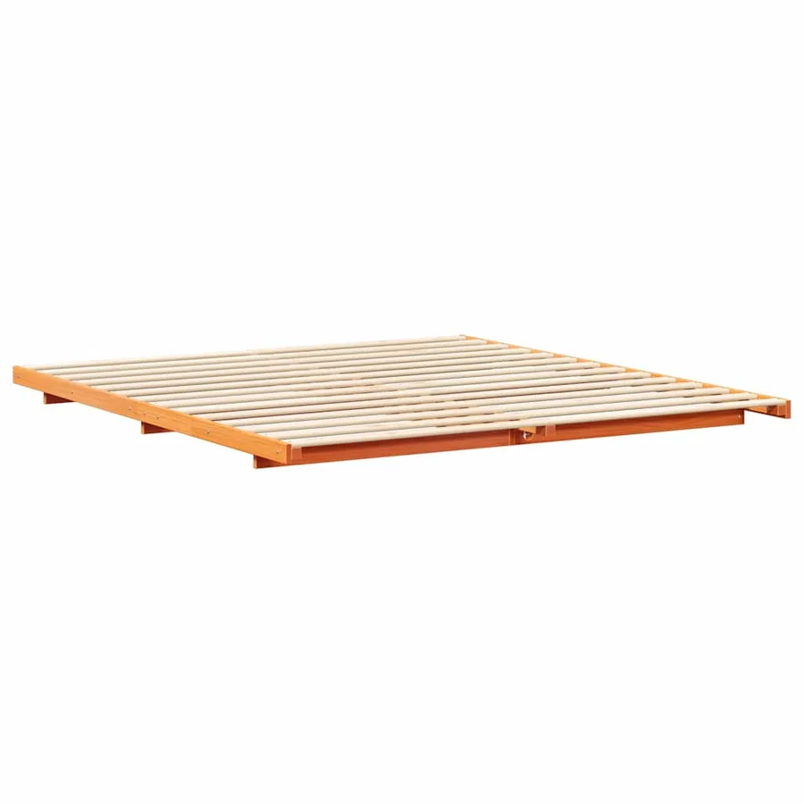Cadre de lit Brun cire 200 x 200 cm Pin massif - 7