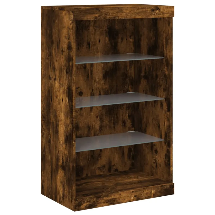 Buffet avec lumières LED chêne fumé 60,5x37x100 cm - 3