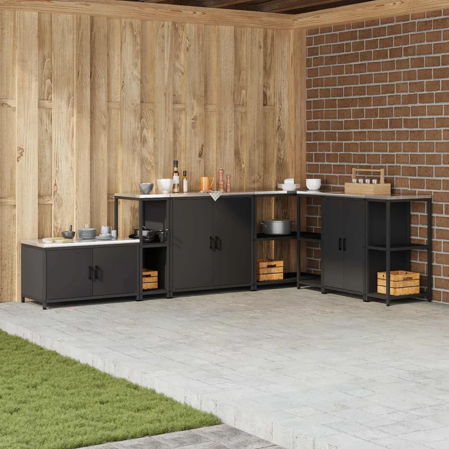 Rangement de cuisine HATTEM Noir 30 x 50 x 92 cm Acier