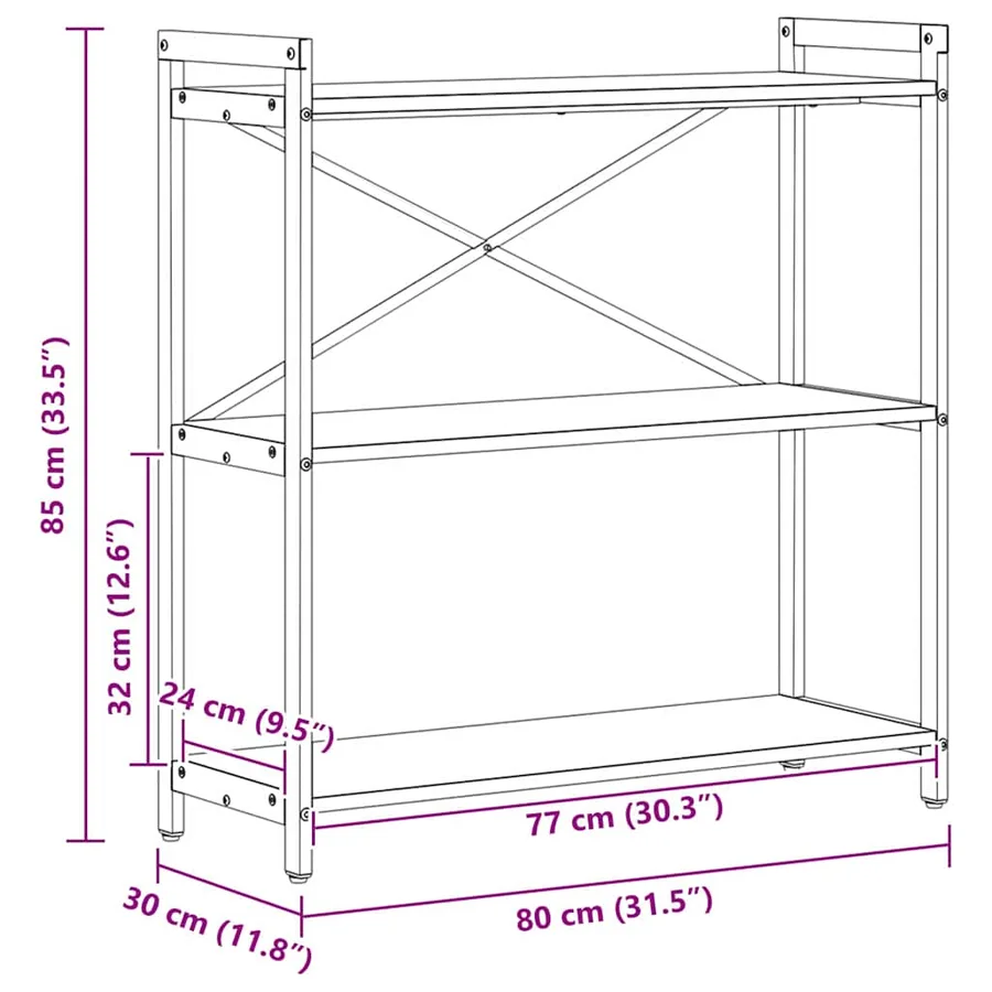 Étagère Chêne Sonoma 80 x 30 x 85 cm Bois d'ingénierie - 12