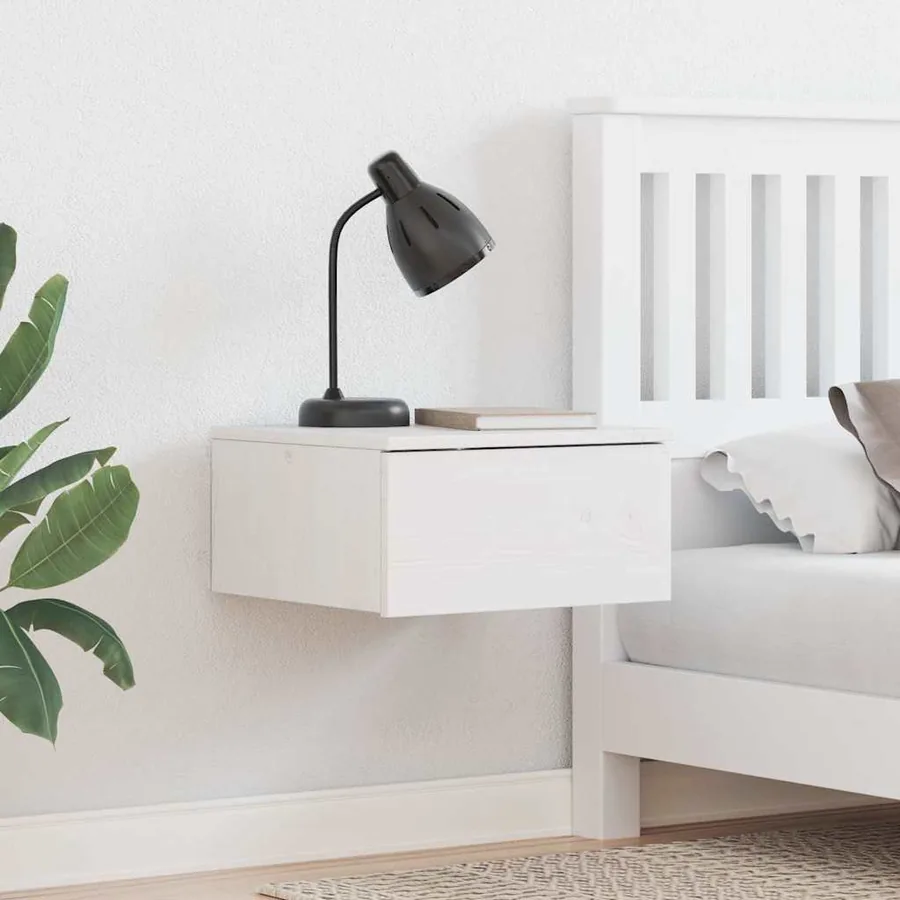 Table de chevet Blanc 37 x 35 x 18,5 cm Bois massif en pin