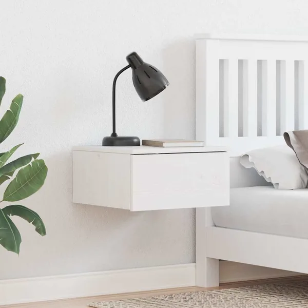 Table de chevet Blanc 37 x 35 x 18,5 cm Bois massif en pin