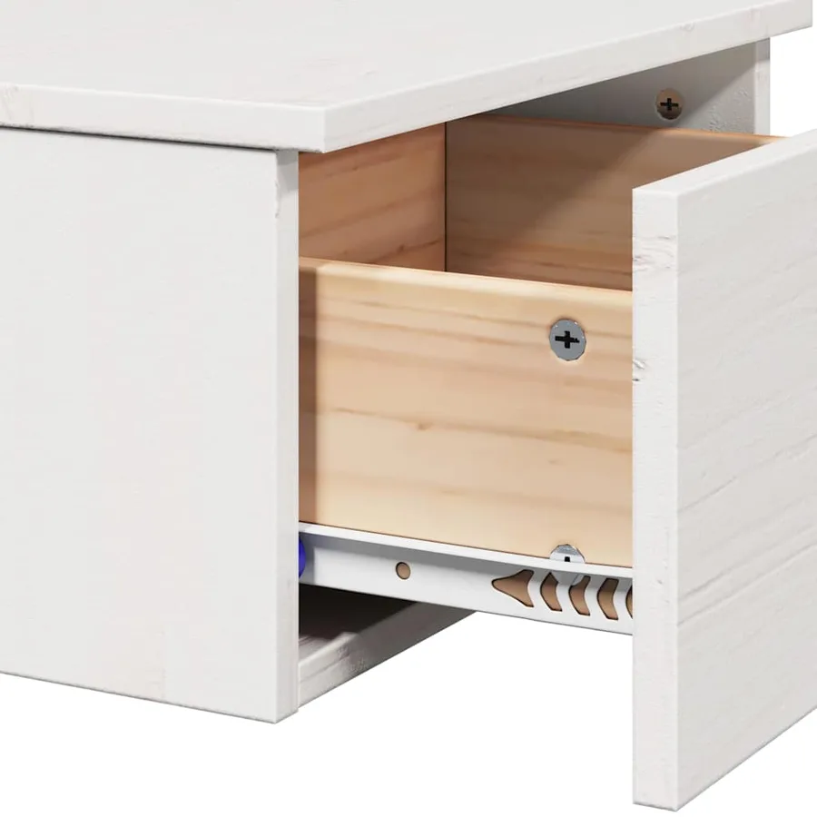 Table de chevet Blanc 37 x 35 x 18,5 cm Bois massif en pin - 8