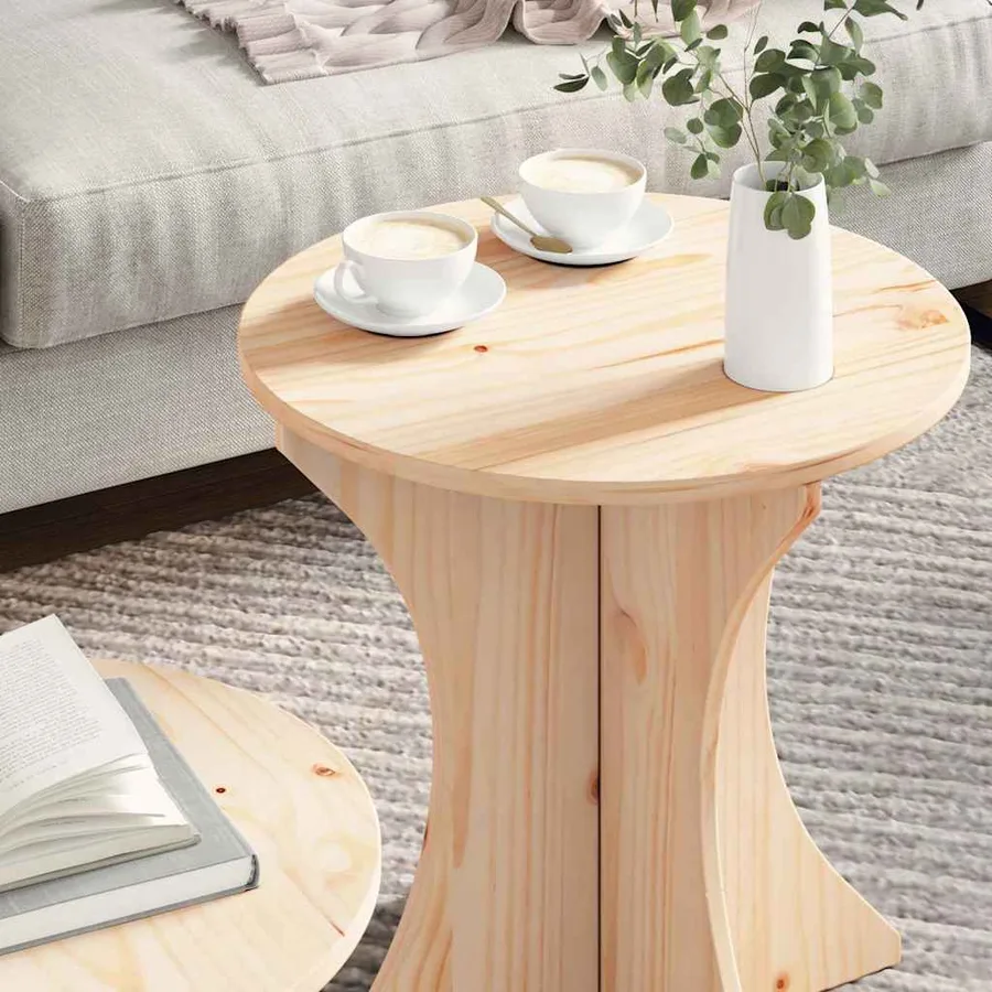 Table basse 2 pcs Naturel Bois massif en pin - 4