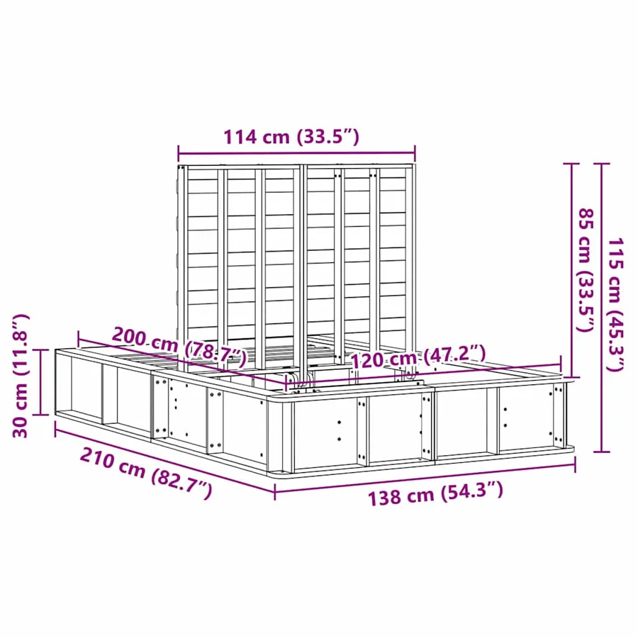Cadre de lit Marron 120 x 200 cm Bois de pin massif - 12