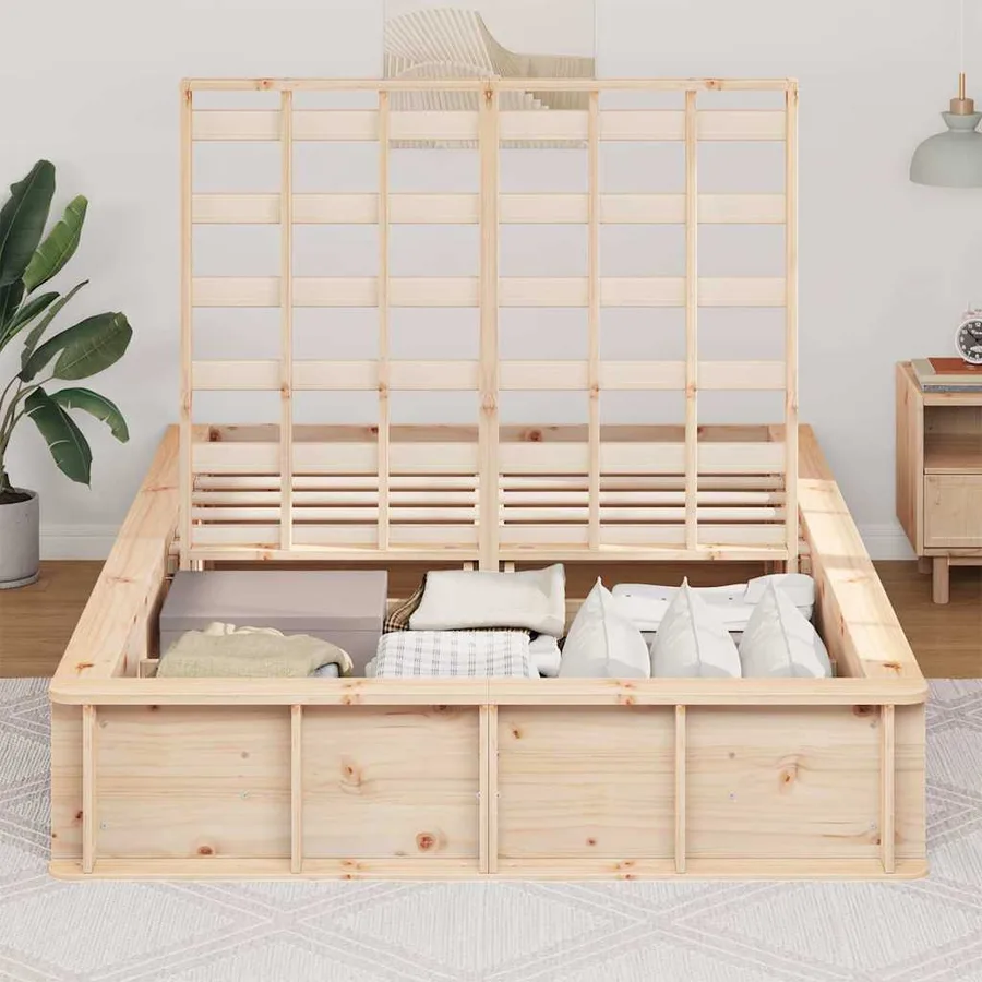 Cadre de lit Marron 120 x 200 cm Bois de pin massif - 3