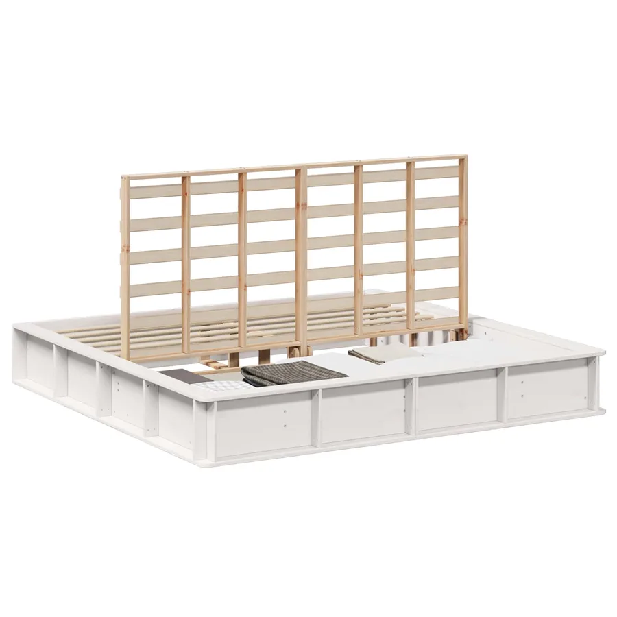 Cadre de lit Blanc 180 x 200 cm Bois de pin massif - 2