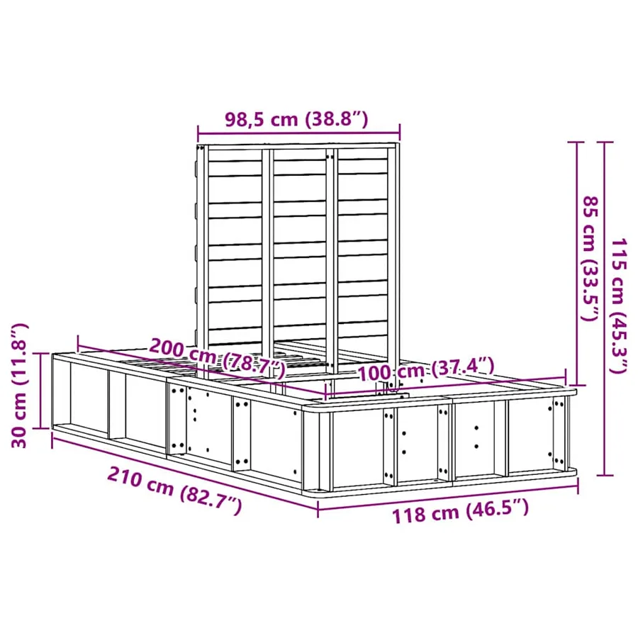 Cadre de lit Marron 100 x 200 cm Bois de pin massif - 12