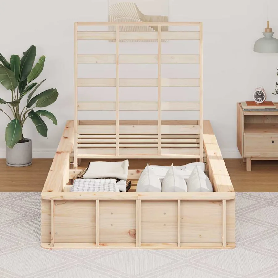 Cadre de lit Marron 100 x 200 cm Bois de pin massif - 3