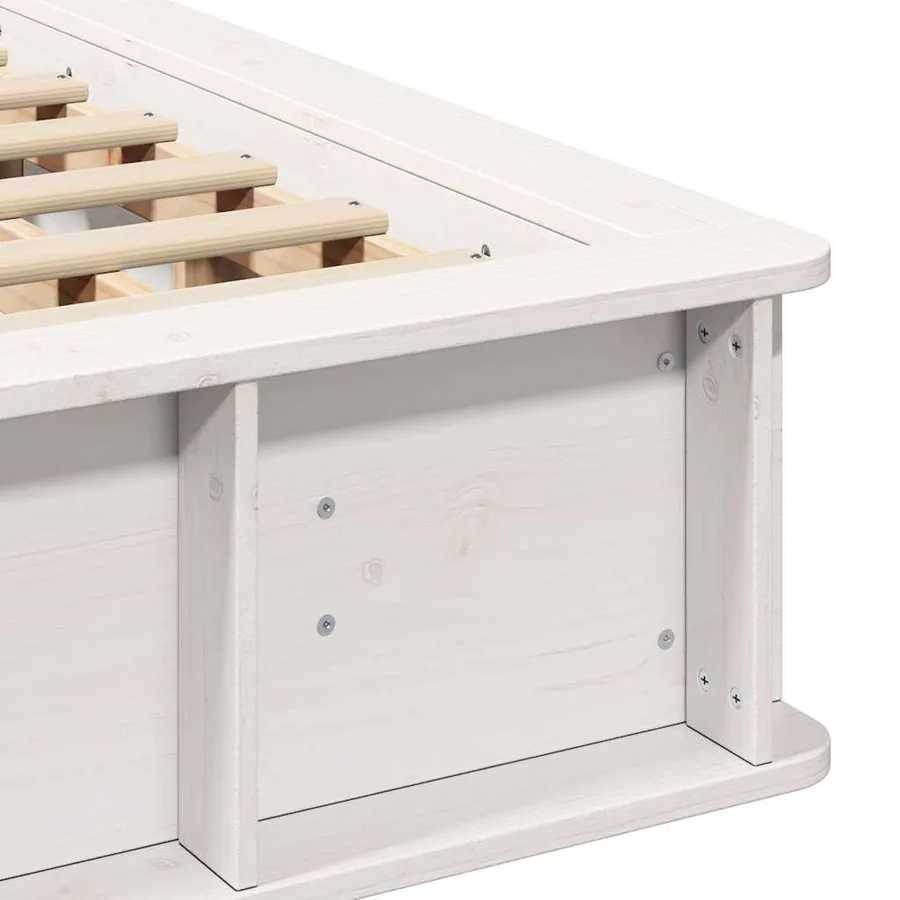 Cadre de lit Blanc 150 x 200 cm Bois de pin massif - 9