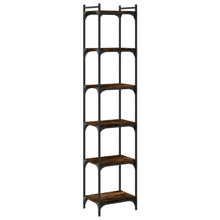 Bibliothèque 6 niveaux chêne fumé 40x30x188cm bois d'ingénierie - 2
