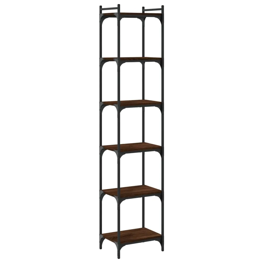 Bibliothèque 6 niveaux chêne marron 40x30x188cm bois ingénierie - 2