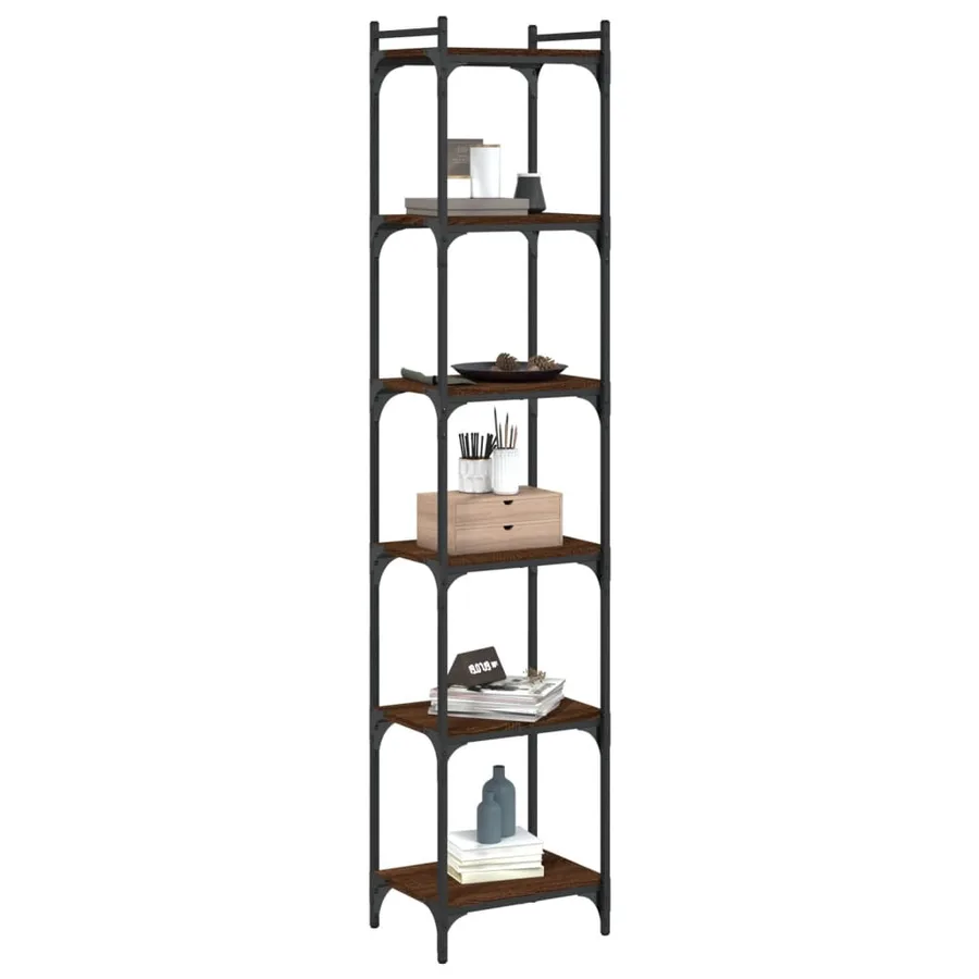 Bibliothèque 6 niveaux chêne marron 40x30x188cm bois ingénierie - 3