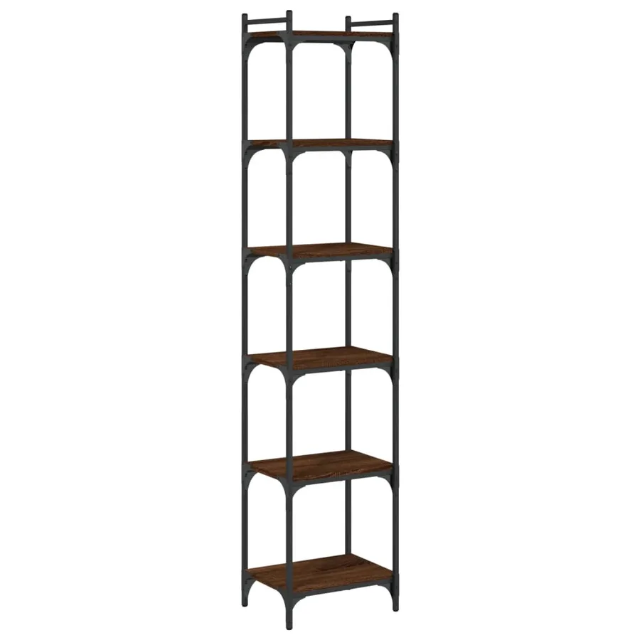 Bibliothèque 6 niveaux chêne marron 40x30x188cm bois ingénierie - 6