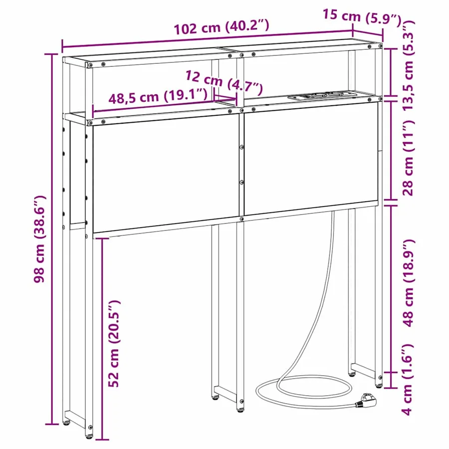 Tête de lit de rangement Chêne marron Bois d'ingénierie - 13
