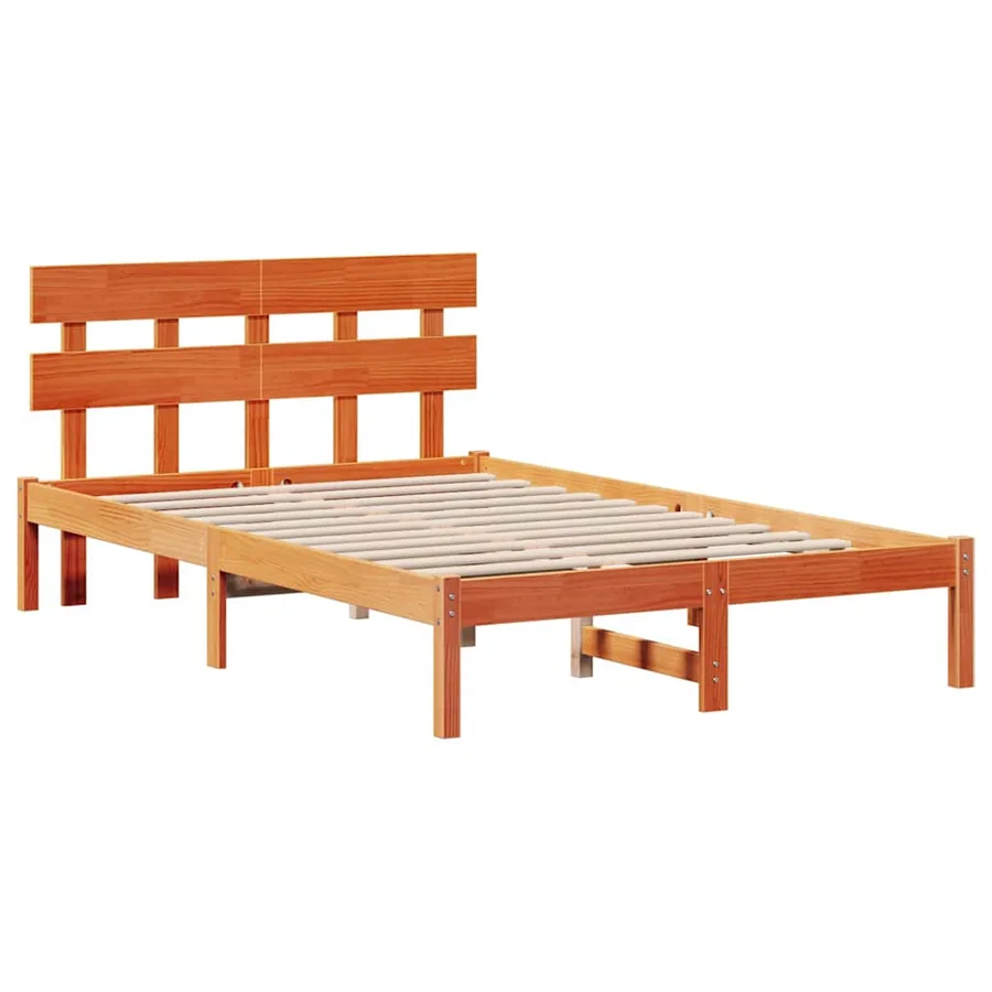 Cadre de lit Marron 135 x 190 cm Bois de pin massif - 4