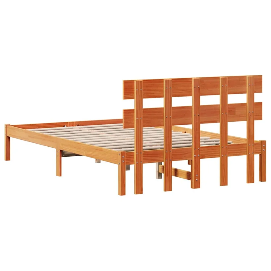 Cadre de lit Marron 135 x 190 cm Bois de pin massif - 7