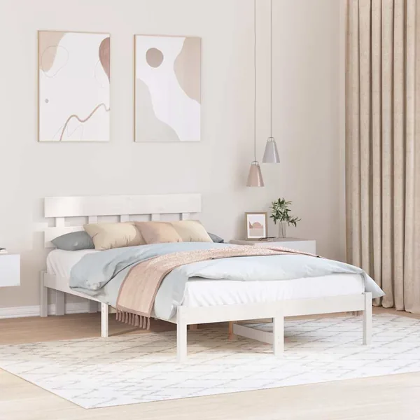 Cadre de lit Blanc 120 x 190 cm Bois de pin massif