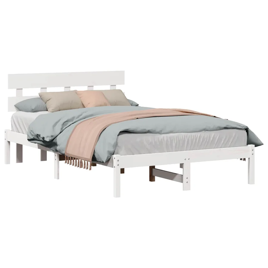 Cadre de lit Blanc 120 x 190 cm Bois de pin massif - 2