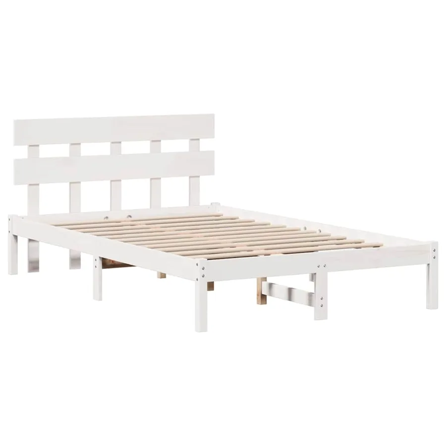 Cadre de lit Blanc 120 x 190 cm Bois de pin massif - 4