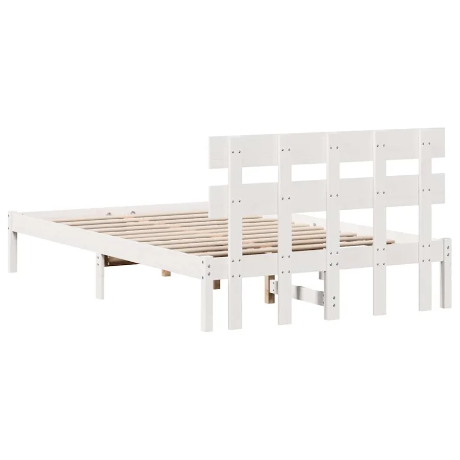 Cadre de lit Blanc 120 x 190 cm Bois de pin massif - 7