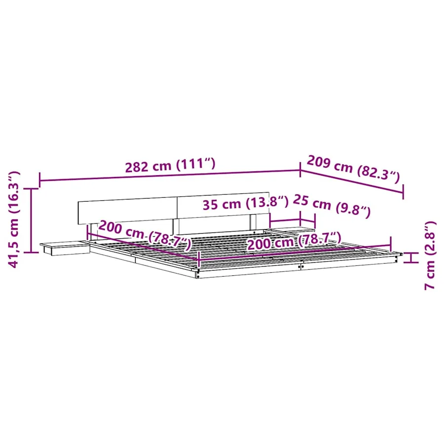Cadre de lit Marron 200 x 200 cm bois - 10
