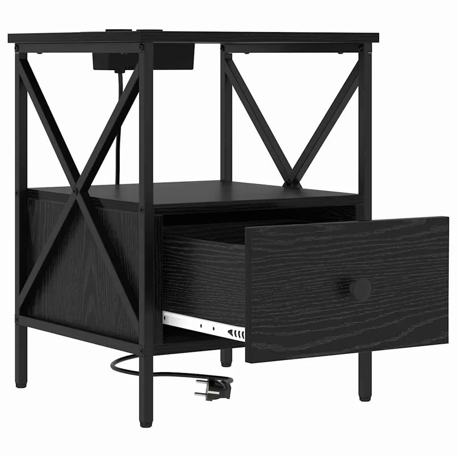 Cabinet de chevet avec tiroir Chêne noir 41,5 x 40,5 x 55 cm - 5