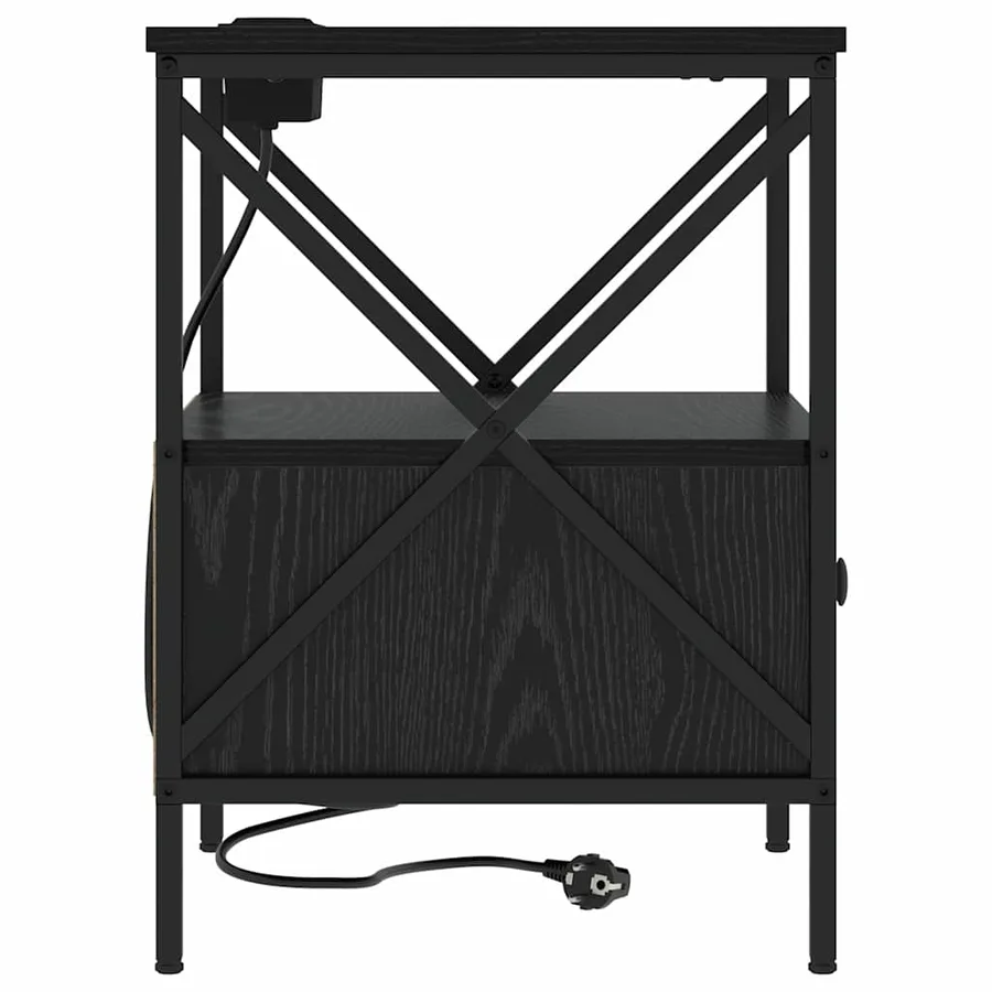 Cabinet de chevet avec tiroir Chêne noir 41,5 x 40,5 x 55 cm - 7