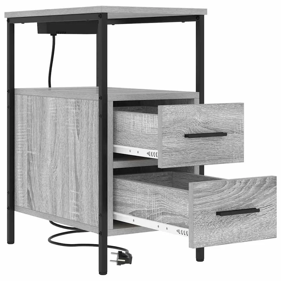Cabinet de chevet avec tiroir 2 pcs Gris Sonoma 30 x 48 x 61 cm - 6