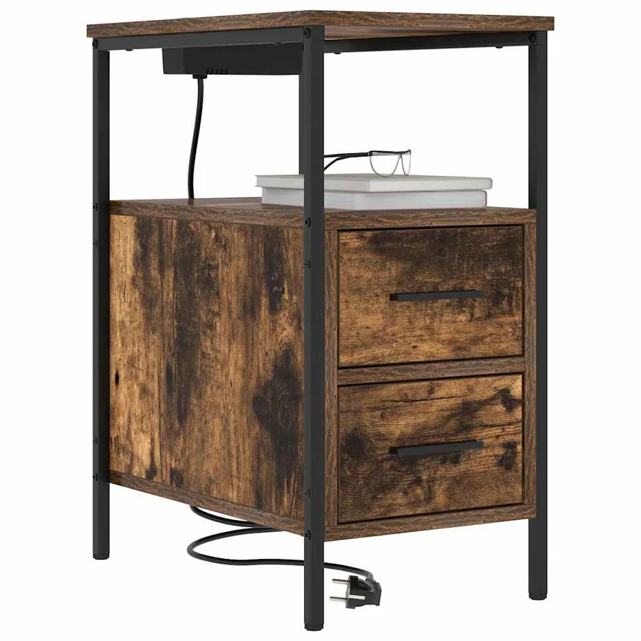 Cabinet de chevet avec tiroir 2 pcs Chêne fumé 30 x 48 x 61 cm - 3