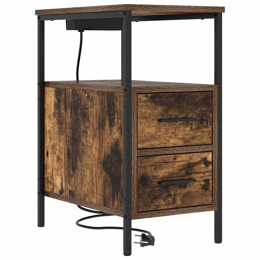 Cabinet de chevet avec tiroir 2 pcs Chêne fumé 30 x 48 x 61 cm - 5