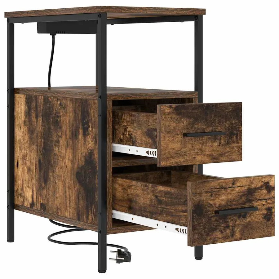 Cabinet de chevet avec tiroir 2 pcs Chêne fumé 30 x 48 x 61 cm - 6