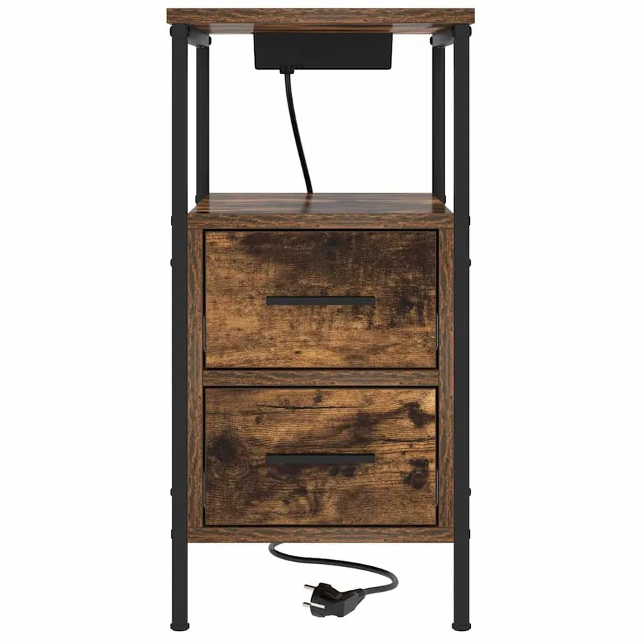 Cabinet de chevet avec tiroir 2 pcs Chêne fumé 30 x 48 x 61 cm - 7