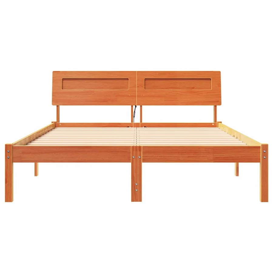 Cadre de lit avec tête de lit Brun cire 120 x 200 cm Pin massif - 5