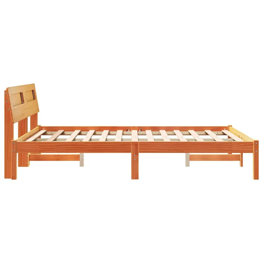 Cadre de lit avec tête de lit Brun cire 120 x 200 cm Pin massif - 6