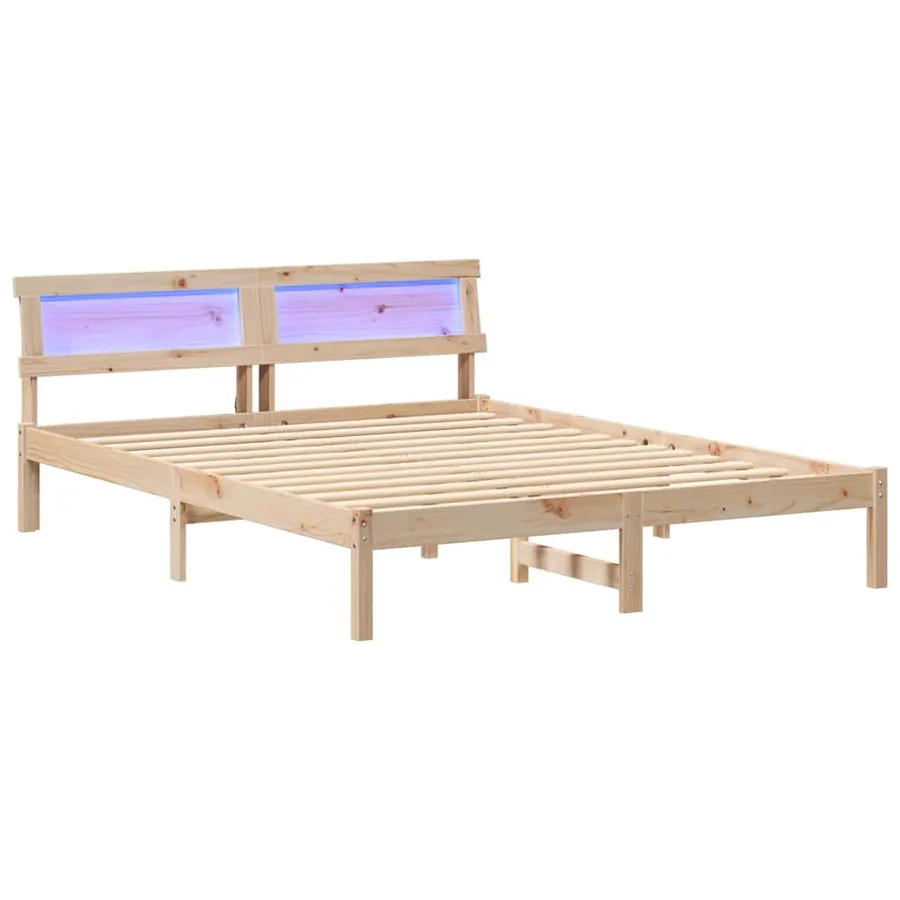 Cadre de lit avec tête de lit Marron 140 x 200 cm Pin massif - 2