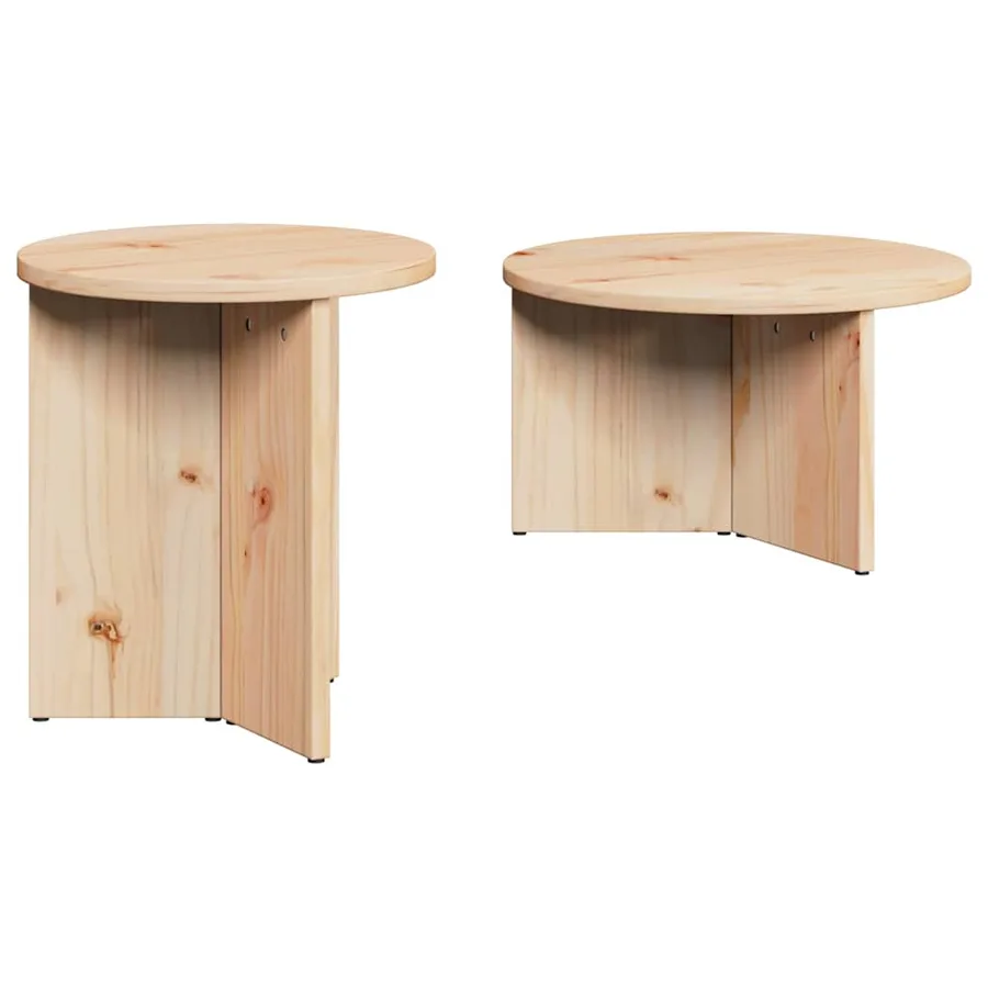 Table basse 2 pcs Naturel Bois de pin massif - 2